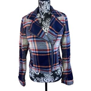 Y2K Hollister Side Zip Winter Coat Peacoat Jacket Fall Plaid Ski Snowboarding